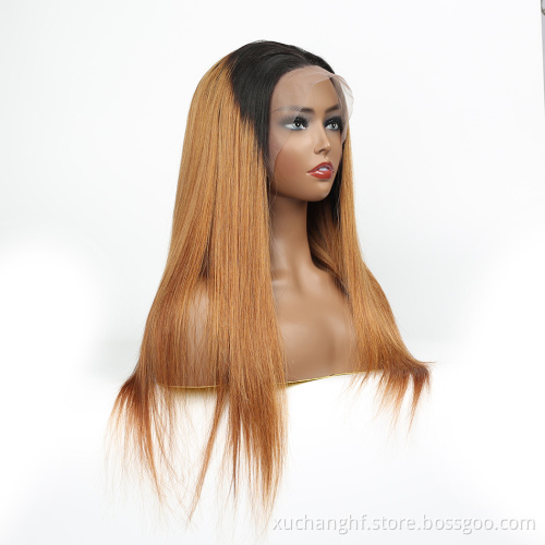 1b/27ombre blonde virgin human hair lace wigs with baby hair for black women dark roots remy honey blonde ombre wigs vendor